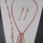 Pearl and Leather Necklace Bracelet and 14 K GP Earrings Lauralee Collection ~~~
