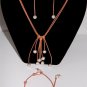 Pearl and Leather Necklace Bracelet and 14 K GP Earrings Lauralee Collection ~~~