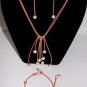 Pearl and Leather Necklace Bracelet and 14 K GP Earrings Lauralee Collection ~~~
