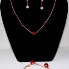 Large Hole Pearl and Leather Necklace Bracelet and 14 K GP Earrings Gabby Collection ~~