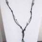 Pearl Leather and Swarovski Crystals Necklace Handmade Unique USA