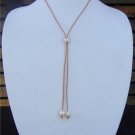 Large Hole Pearls and Leather Necklace Adjustable Slider Boho Chic N402 ~~~~~~~