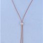Large Hole Pearls and Leather Necklace Adjustable Slider Boho Chic N402 ~~~~~~~