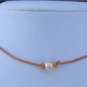 Large Hole Pearls and Leather Necklace Adjustable Slider Boho Chic N404 ~~~~~~~