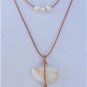 Large Hole Pearls and Leather Necklace With Polish Stone Boho Chic N405 ~~~~~~~