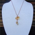 Large Hole Glass Beads and Leather Necklace Polished Stone Boho Chic N406~~~~~~~