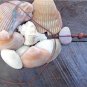 Large Hole Glass Beads and Leather Necklace Polished Stone Boho Chic N407~~~~~~~
