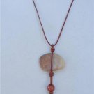 Large Hole Glass Beads and Leather Necklace Polished Stone Boho Chic N407~~~~~~~