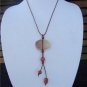 Large Hole Glass Beads and Leather Necklace Polished Stone Boho Chic N407~~~~~~~