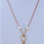 Large Hole Pearls and Leather Necklace Turquoise Beads Boho Chic N408 ~~~~~~~