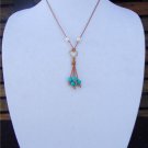 Large Hole Pearls and Leather Necklace Turquoise Beads Boho Chic N408 ~~~~~~~
