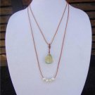 Large Hole Pearls and Leather Necklace Wire Wrapped Glass Boho Chic N409 ~~~~~~~