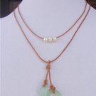 Large Hole Pearls and Leather Necklace Sea Glass Boho Chic N410 ~~~~~