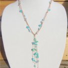Glass Bead and Leather Necklace Greek Green Patina Boho Chic Necklace N500