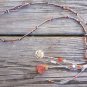 Glass Bead and Leather Necklace 14 GP Sand Dollar Polished Stone Charms N501 ~
