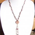 Freshwater Pearls and Leather Necklace Vintage Pearl Charm Cluster Pearl Charm 505~