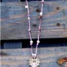 Freshwater Pearls and Leather Necklace SP Sand Dollar Cluster Pearl Charm 506 ~~