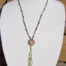 Freshwater Pearls and Leather Necklace Sand Dollar Cluster Pearl Charm 507 ~~