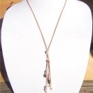 Freshwater Pearls and Leather Necklace Copper Star Fish  Pearl Cluster Charm 510