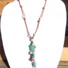 Freshwater Pearls and Leather Necklace Greek Green Patina Sea Turtle Shells 513~