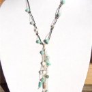 Freshwater Pearls and Leather Necklace Sea Glass and Pearl Cluster Charms 514 ~~