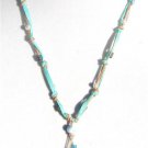 Freshwater Pearl and Leather Necklace Green Patina Shell Star Fish Charms 515 ~
