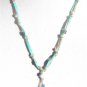 Freshwater Pearl and Leather Necklace Green Patina Shell Star Fish Charms 515 ~
