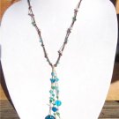 Freshwater Pearl and Leather Necklace Sea Glass and SP Sand Dollar Charm 516 ~~~