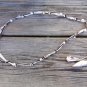 Freshwater Pearl and Leather Necklace Pearl Cluster and Hand Painted Shell 520 ~
