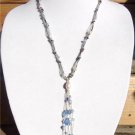Freshwater Pearl and Leather Necklace Sea Glass And Green Patina Shell Charms 522 ~~~