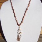 Freshwater Pearl and Leather Necklace Pearl Cluster Charm Silver Plated Cap 523~
