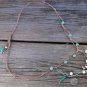 Glass Beads and Leather Necklace Green Patina Sea Shell Sand Dollar Charms 530~
