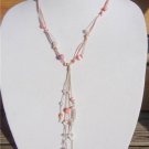 Fresh Water Pearl and Leather Necklace Pearl Cluster Glass Beads Pink Beach 531