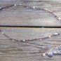 Freshwater Pearl and Leather Necklace Silver Plated Sand Dollar Charm 536 ~~~