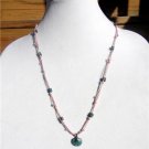 Knotted Hemp Rope Necklace Greek Green Patina Sand Dollar Charm 540 ~~~
