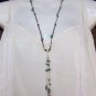 Leather and Pearl Necklace with Turquoise and Green Patina Sea Charms N602 ~~
