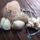 Green Patina Sea Shell Necklace Green Patina Charms Hemp Rope Glass Beads N604 ~~~