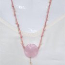 Pink Hemp Rope Knotted With Glass Beads And A Pink Stone N616 ~~