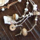 Pearl and Leather Necklace With Freshwater Pearls and a Pearl Cluster N618 ~~~~