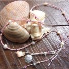 Pearl and Pink Hemp Necklace With Freshwater Pearls and a Pearl Cluster N619 ~~~~
