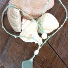 Sea Glass Shell Necklace Big Hole Pearl and Glass Beads Mint Green N621 ~