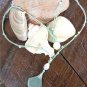 Sea Glass Shell Necklace Big Hole Pearl and Glass Beads Mint Green N621 ~