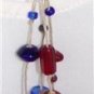 Leather and Glass Beads Necklace Ladies Knotted Leather Necklace Beach N628 ~