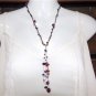 Leather and Glass Beads Necklace Ladies Knotted Leather Necklace Beach N628 ~