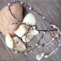 Pearl and Leather Necklace Pearl Cluster And Glass Beads Beach N632 ~