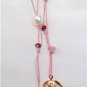 Pearl and Leather Necklace 14K GP Sand Dollar Pearl Cluster Glass Beads Beach N634 ~