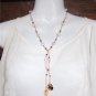 Pearl and Leather Necklace 14K GP Sand Dollar Pearl Cluster Glass Beads Beach N634 ~