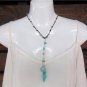 Pearl and Leather Necklace Hand Painted Shells Glass Beads Beach N636 ~