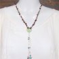 Pearl and Leather Necklace Sea Glass Green Patina Sea Shells Beach N637 ~~