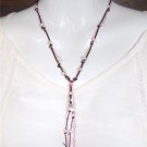 Pearl and Leather Necklace Pearl Cluster Glass Beads Beach Necklace N638 ~~